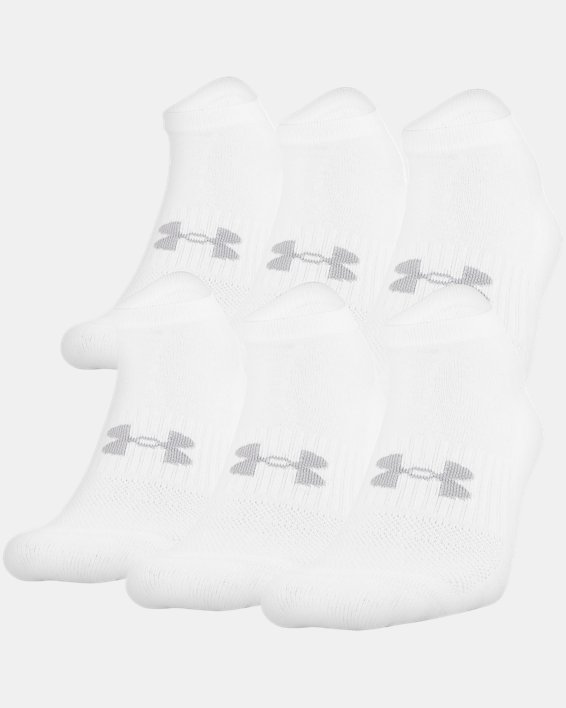 Unisex UA Training Cotton No Show 6-Pack Socks, White, pdpMainDesktop image number 0
